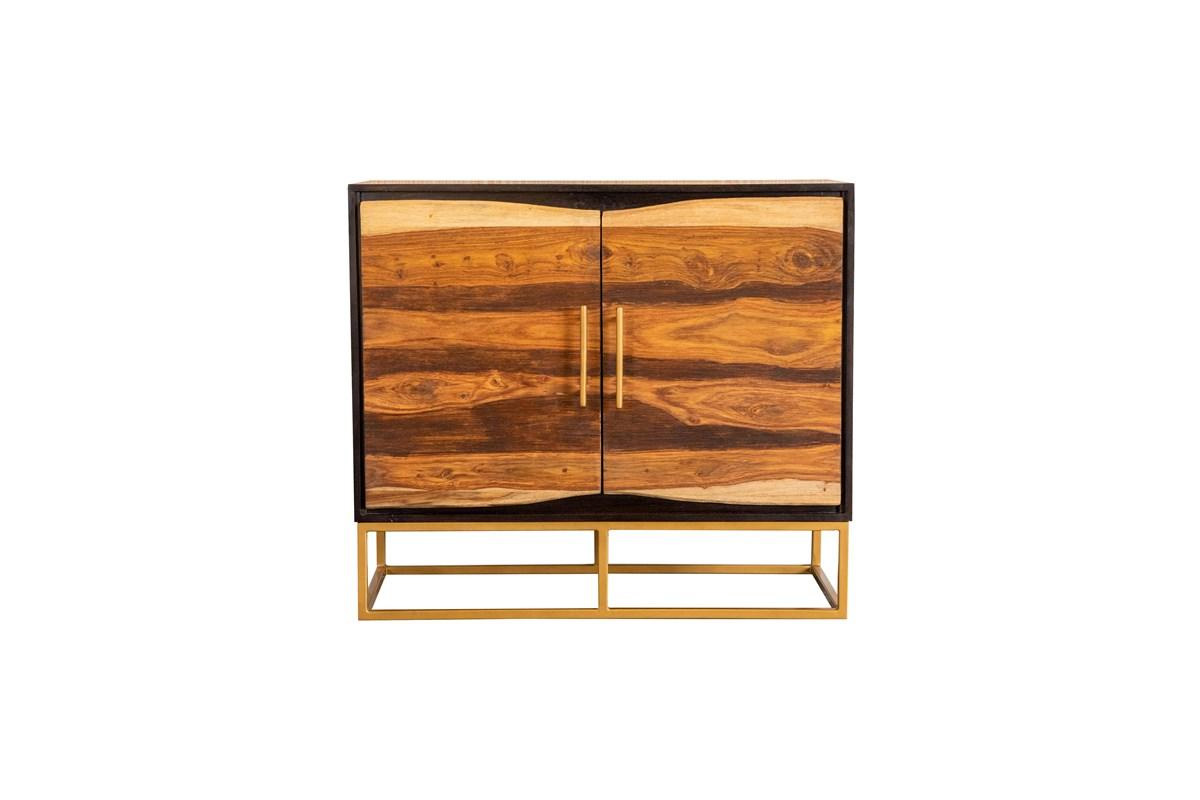 Zara 2-Door Accent Cabinet Black Walnut And Gold