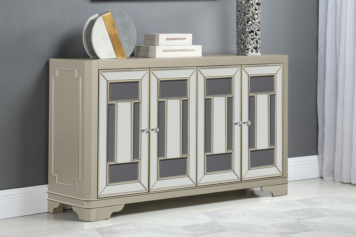 Toula 4-Door Accent Cabinet Smoke And Champagne