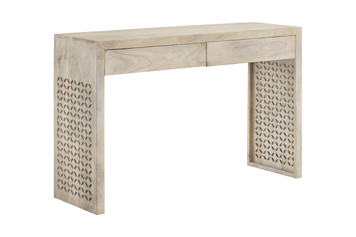 Rickman Rectangular 2-Drawer Console Table White Washed