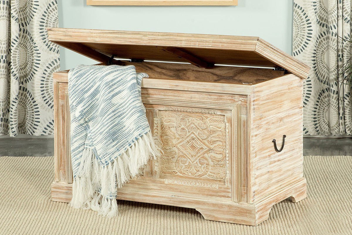 Nilay Rectangular Storage Trunk White Washed And Black