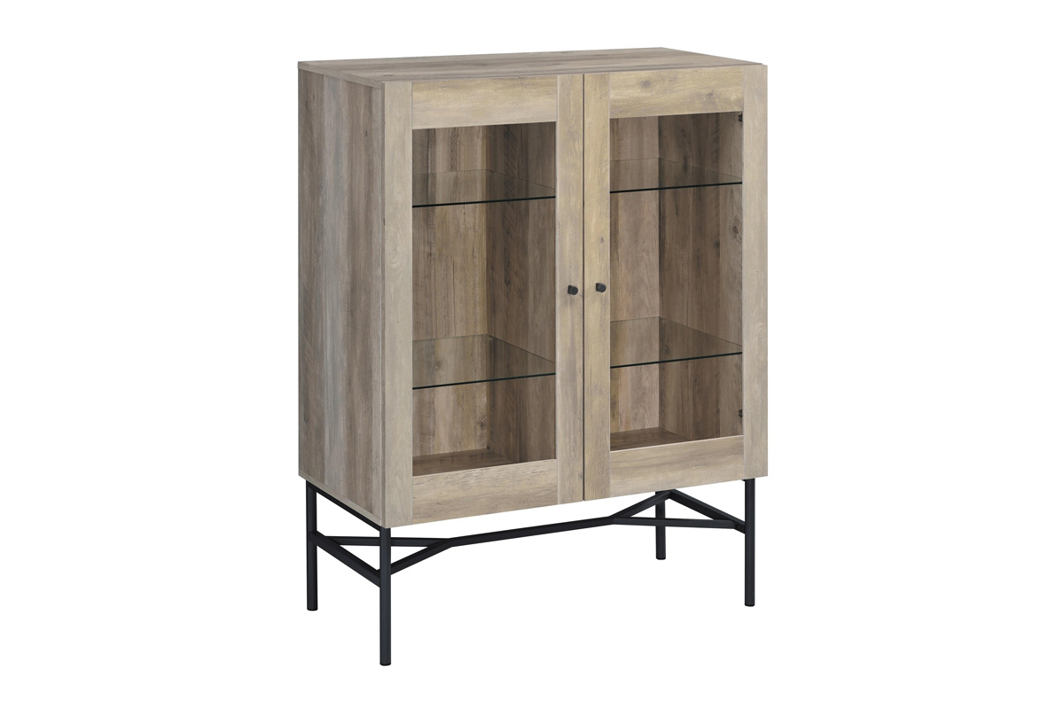 Bonilla 2-Door Accent Cabinet With Glass Shelves Antique Pine