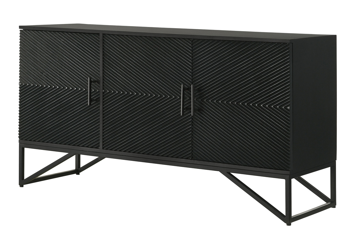 Riddell 3-Door Accent Cabinet Black