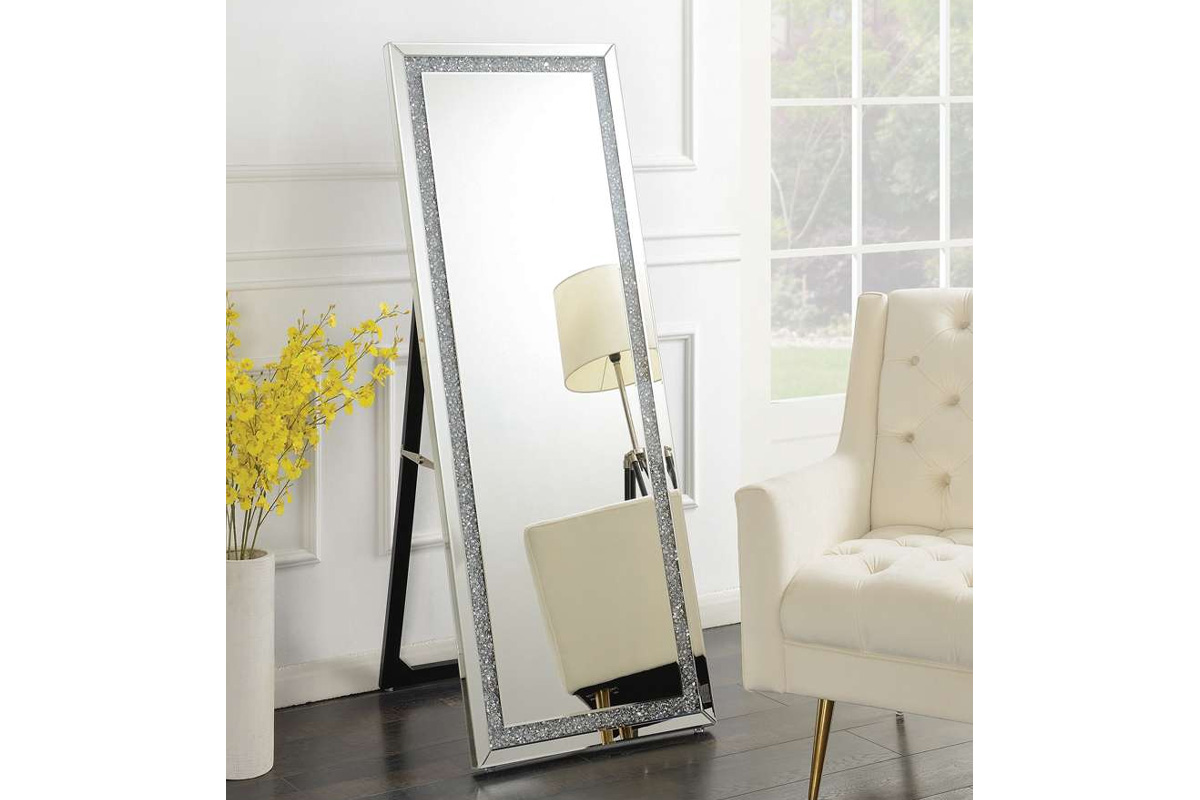 Novak Rectangular Cheval Floor Mirror Silver
