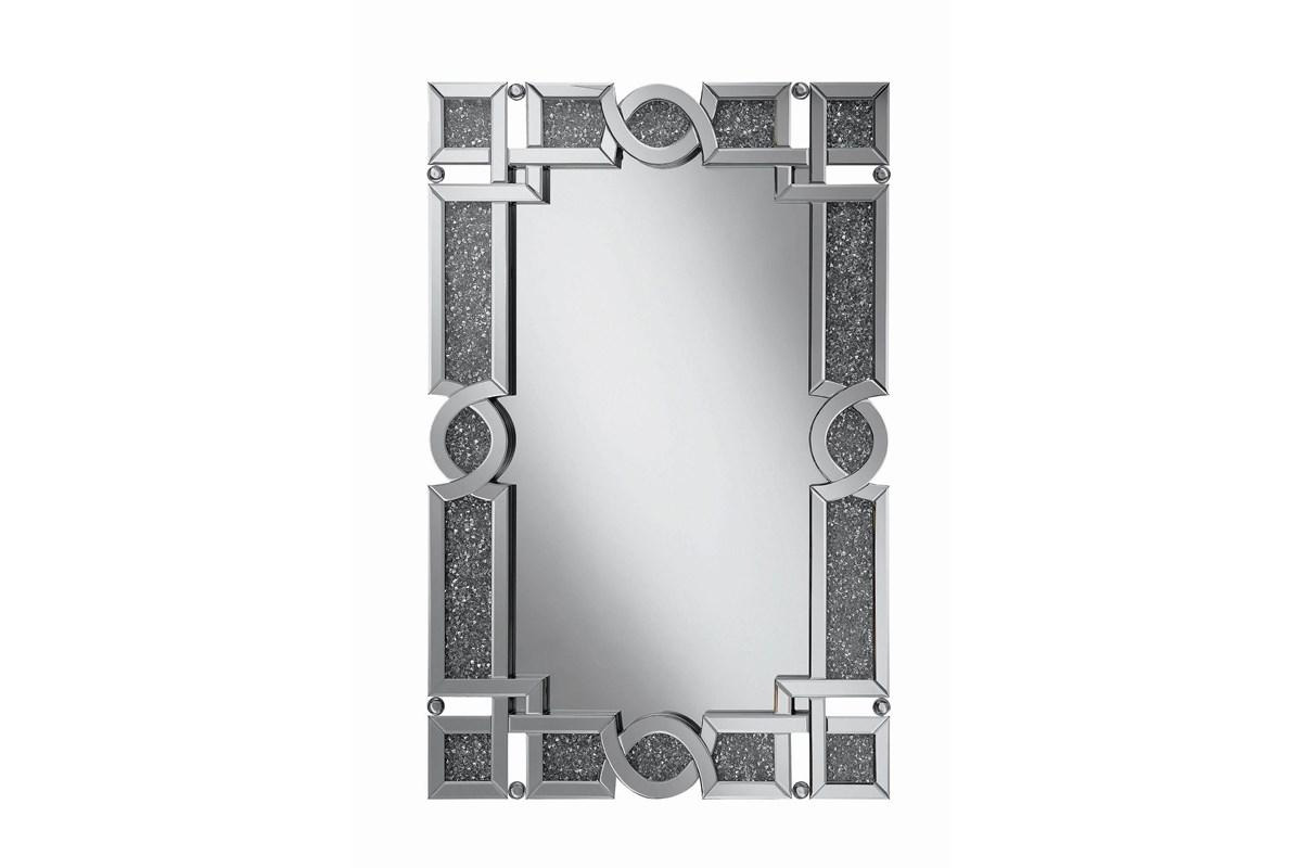 Jackie Interlocking Wall Mirror With Iridescent Panels And Beads Silver