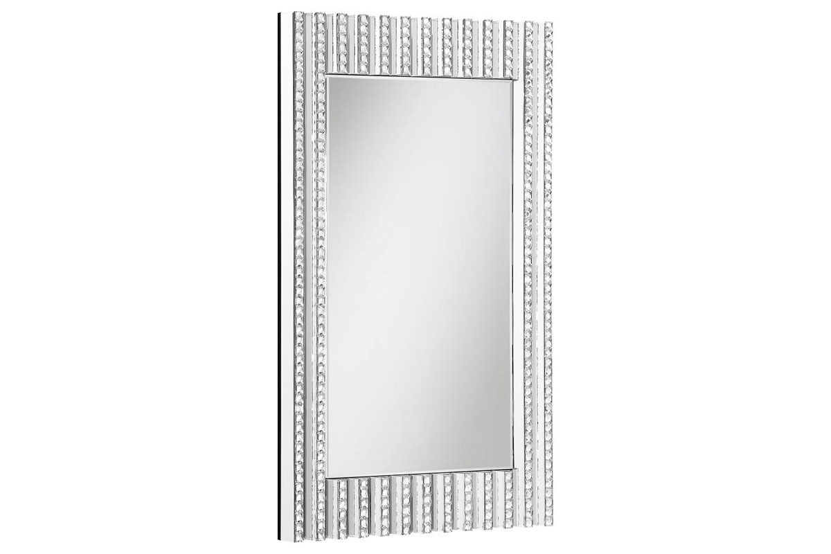 Aideen Rectangular Wall Mirror With Vertical Stripes Of Faux Crystals