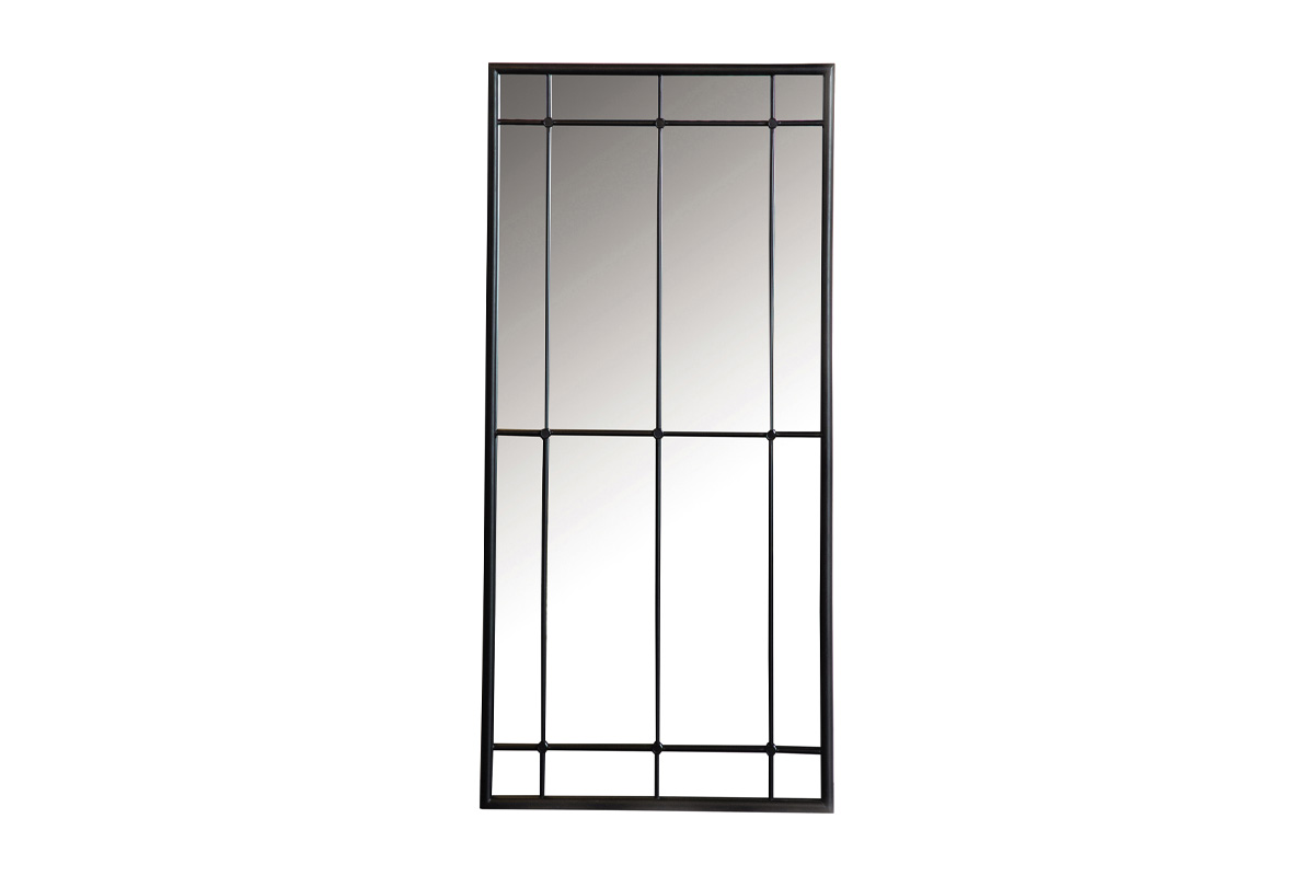 Annetta Rectangular Window Pane Wall Mirror Black