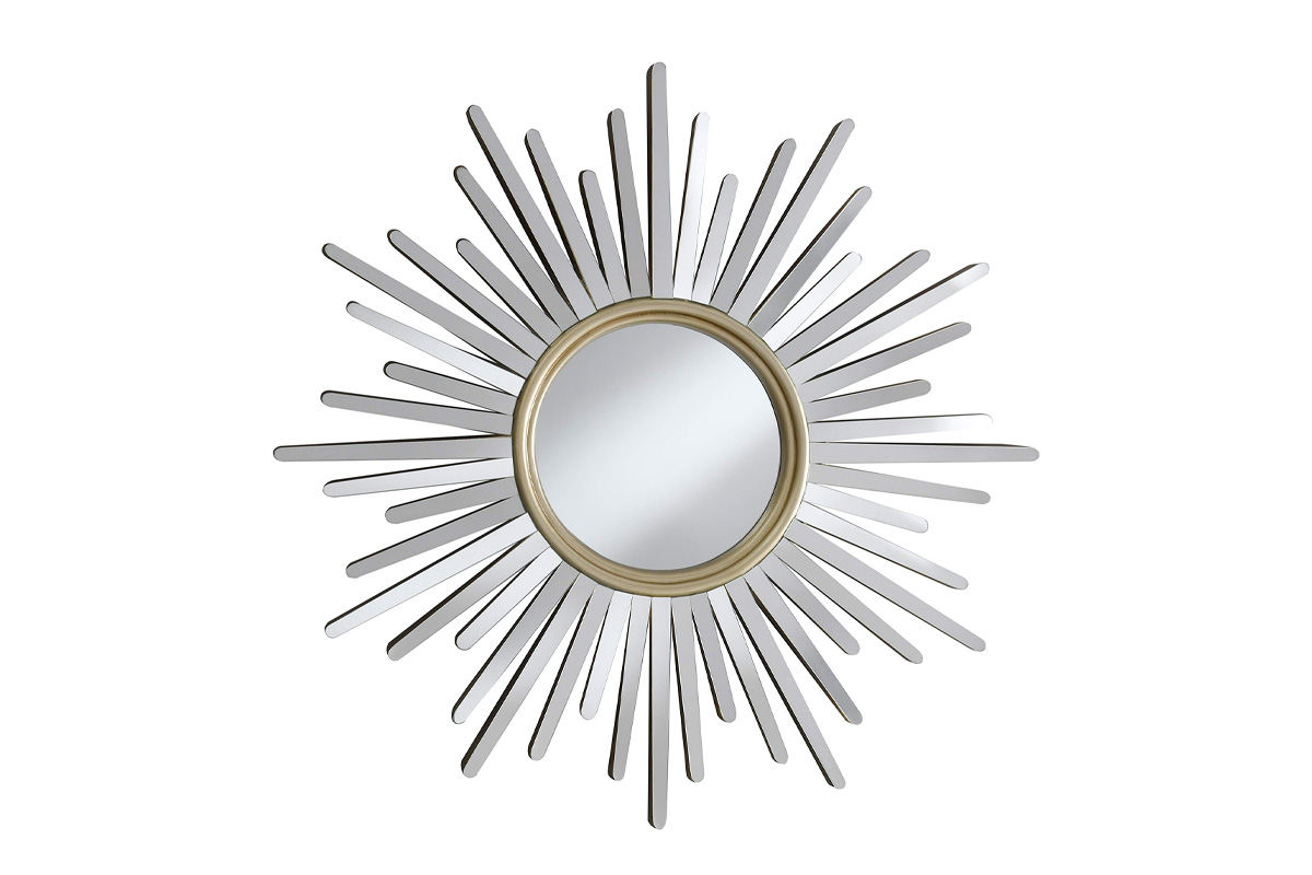Beiwen Sunburst Wall Mirror Champagne And Silver